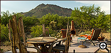 Patio and mountain views at Cat Mountain Roadside Inn