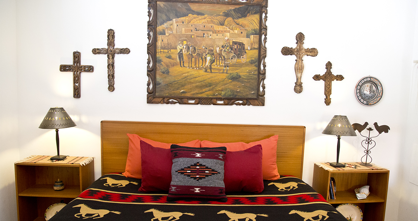 Bedding in Old Mexico Room in Cat Mountain Lodge